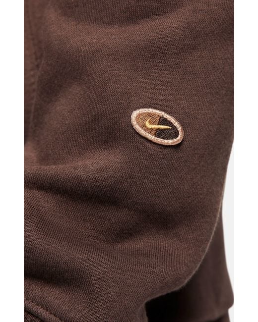 Nike Brown Sportswear Club Embroidered Crewneck Sweatshirt for men