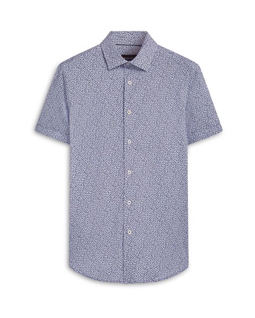Bugatchi Blue Miles Ooohcotton Floral Print Short Sleeve Button-up Shirt for men