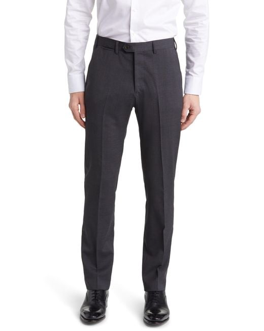 Emporio Armani Gline Flat Front Wool Pants in Blue for Men Lyst