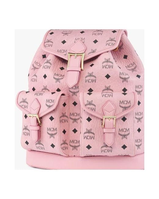 MCM Pink Small Aren Drawstring Backpack