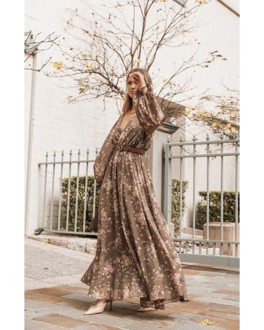 blue dress for baby girl Sydney Off Shoulder Tulle Maxi Dress in Brown Floral – Lace & Beads