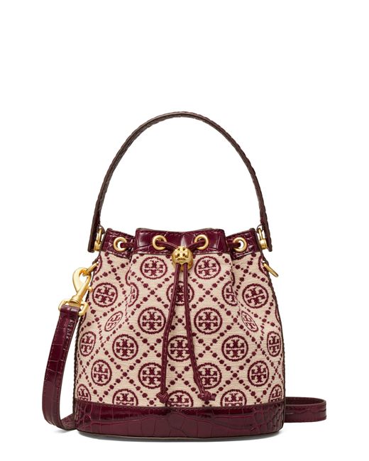 t monogram chenille mini bucket bag
