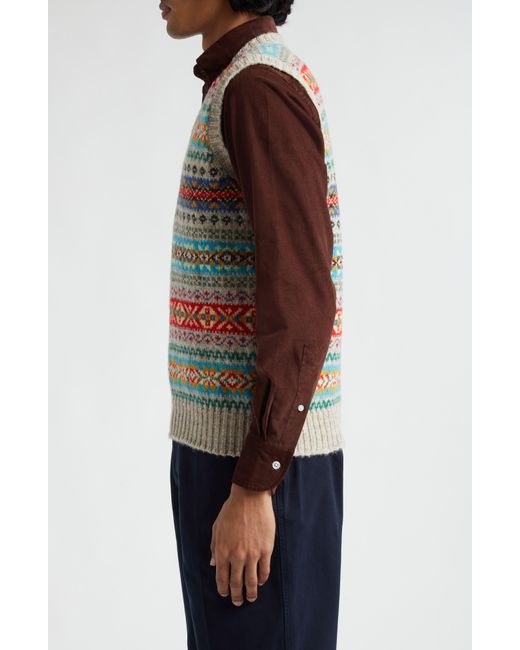Drake's Multicolor Fair Isle Wool Sweater Vest for men