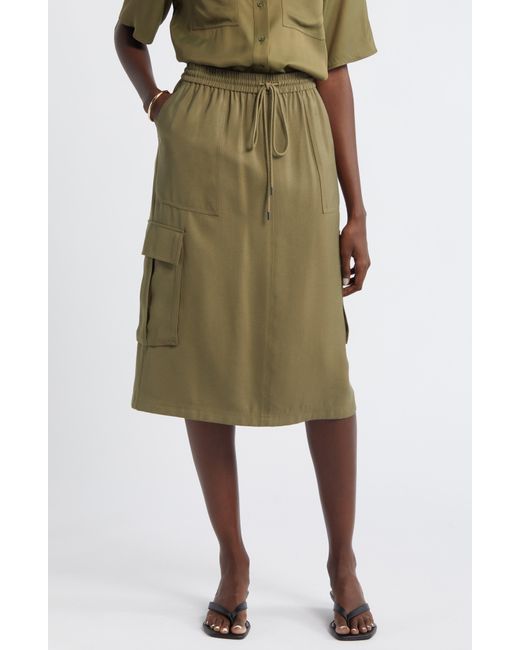 Nordstrom Green Drawstring Waist Utility Skirt