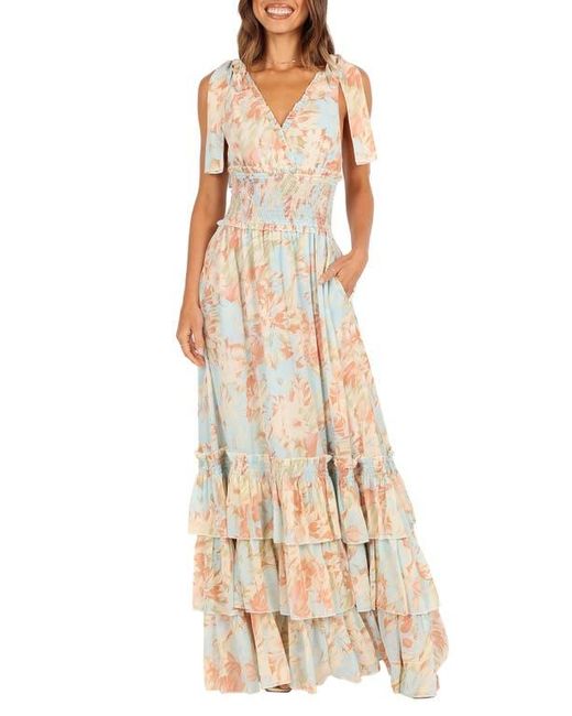 Petal & Pup Metallic Christabel Floral Print Sleeveless Tiered Maxi Dress