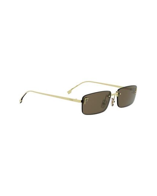 Fendi Brown First Crystal 54Mm Rimless Rectangular Sunglasses