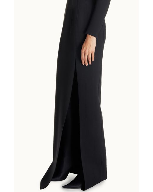 Balenciaga Black Raised Seam Long Sleeve Fitted Gown