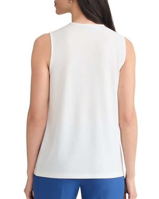 Kasper White Drapey Sleeveless Shell Top