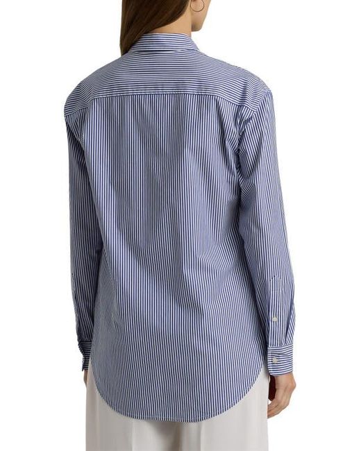 Ralph Lauren Blue Relaxed Fit Striped Stretch Cotton Shirt