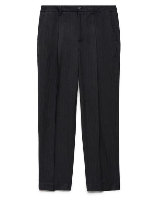 Mango Black Regular Fit Pleated Pants for men