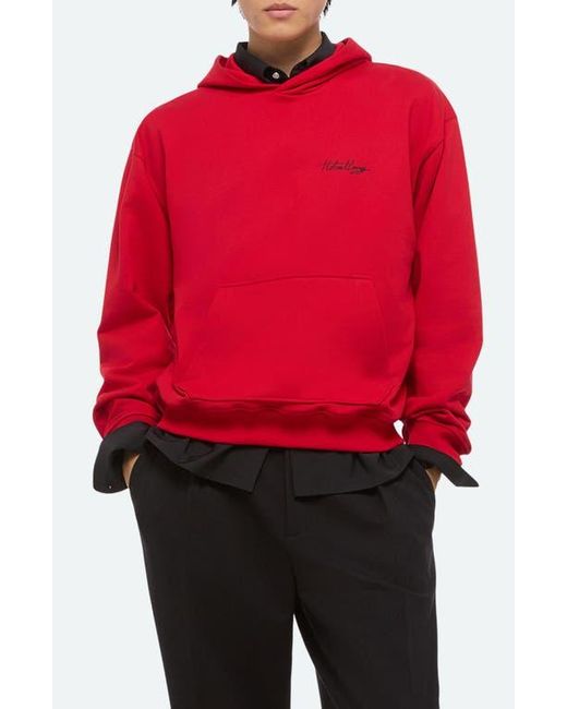 Helmut Lang Red Sketch Compact Cotton Graphic Hoodie for men