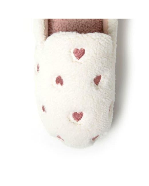 Dearfoams White Valentines Day Hearts Scuff Slipper