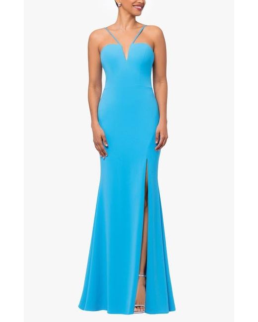 Xscape Evenings Women's Blue Scuba Crepe Mermaid Gown
