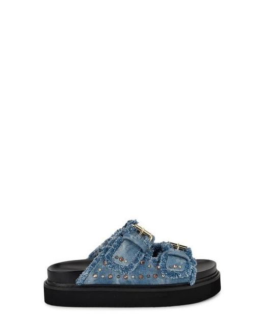 Nine West Blue Eleny Platform Slide Sandal