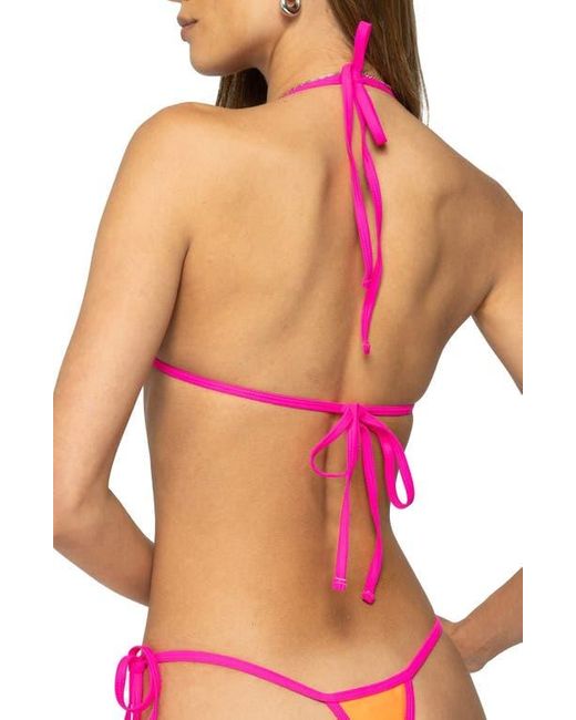 Edikted Orange Contrast Micro Triangle Bikini Top