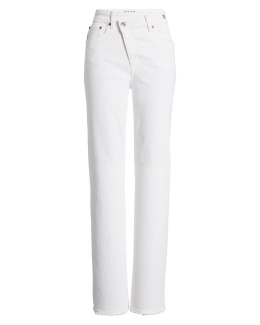 DAZE White Sun Crossover Waist Straight Leg Jeans