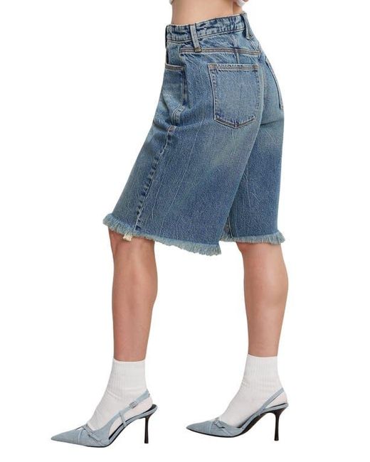 GOOD AMERICAN Blue Good Standard Frayed Denim Bermuda Shorts