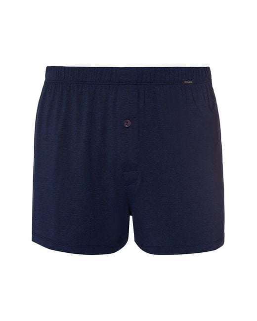 Hanro Blue Casuals Single Jersey Boxers With Button Fly for men