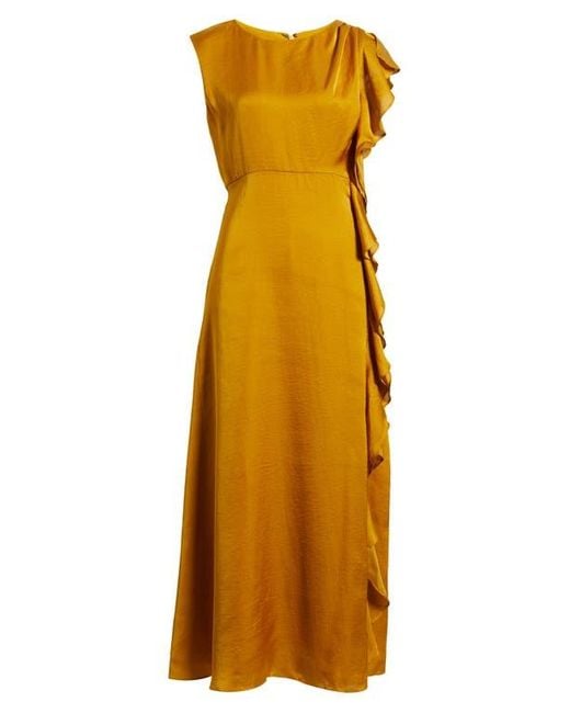 Chelsea28 Yellow Asymmetric Ruffle A-Line Dress