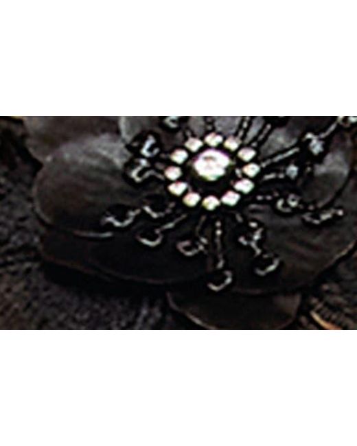 Dreamgirl Black Strappy Floral Embellished Open Cup Bra & G-string Set