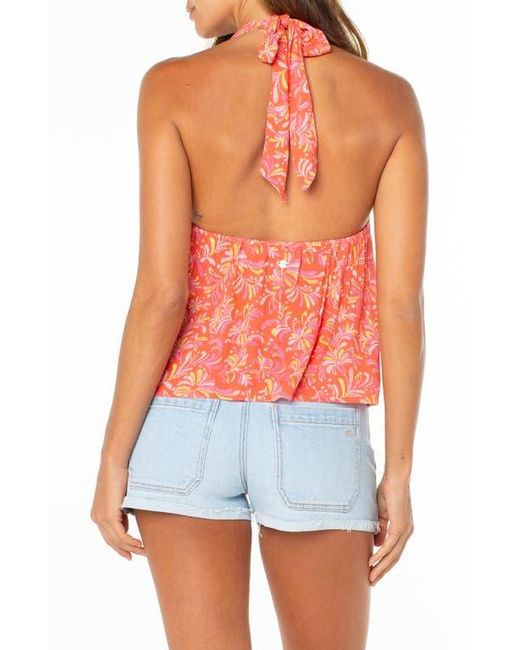 Roxy Red Fairweather Split Front Halter Top