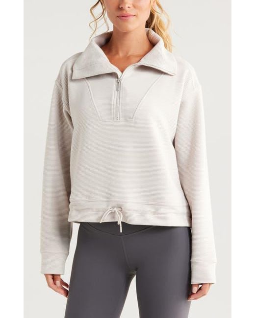 Zella White Kickback Ottoman Half Zip Pullover