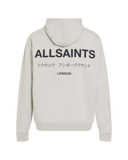 AllSaints Gray Underground Logo Hoodie Sweatshirt for men