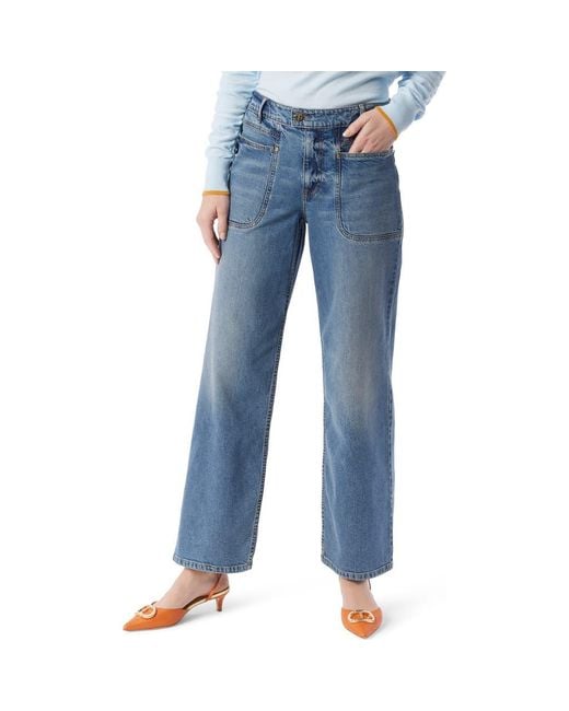 DO by Dee Ocleppo Blue Astrid Straight Leg Utility Jeans