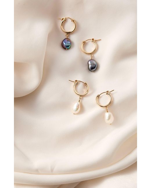SET & STONES Blue Adelle Keshi Pearl Hoop Earrings