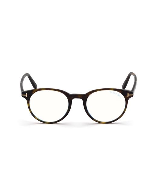 Tom Ford Brown 49Mm Round Light Blocking Glasses for men