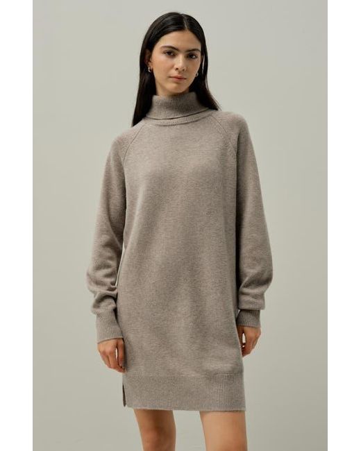 LILYSILK Natural Wool-Cashmere Turtleneck Sweater Dress