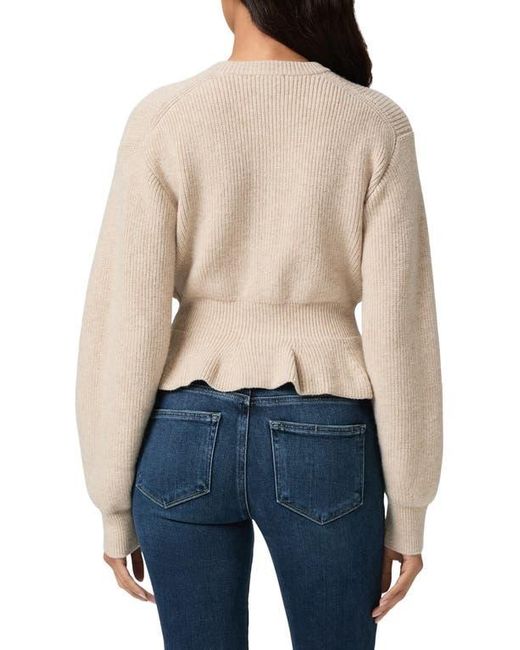 PAIGE Blue Roslin Wool Blend Peplum Cardigan