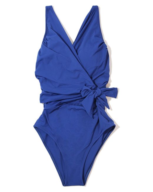 Hanky Panky Blue Wrap Front One-piece Swimsuit