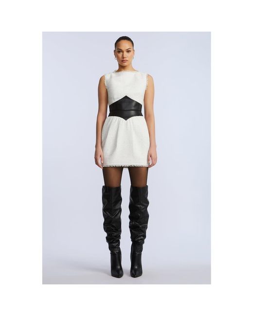 bcbgmaxazria leather dress Tweed in White Classic fit