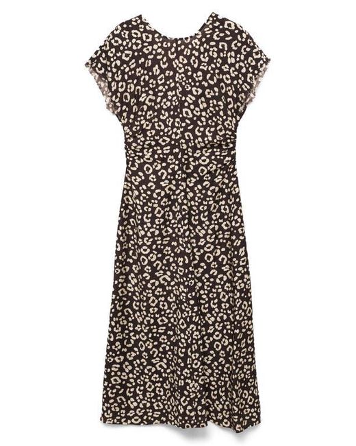Mango Black Leopard Print Midi Dress