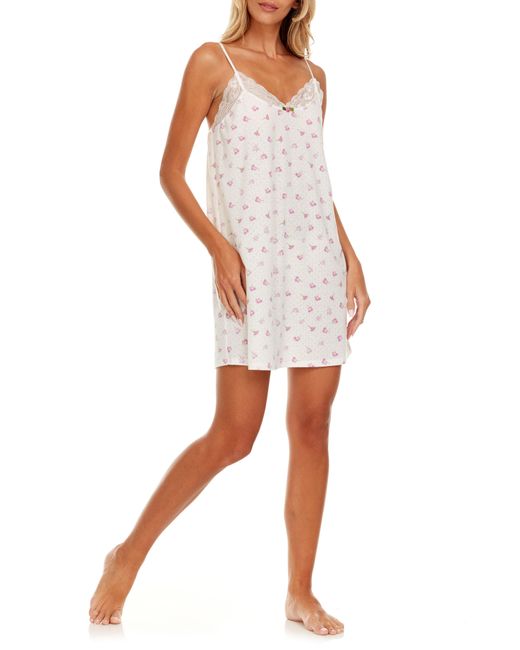 Flora Nikrooz White Brittany Floral Pointelle Knit Chemise