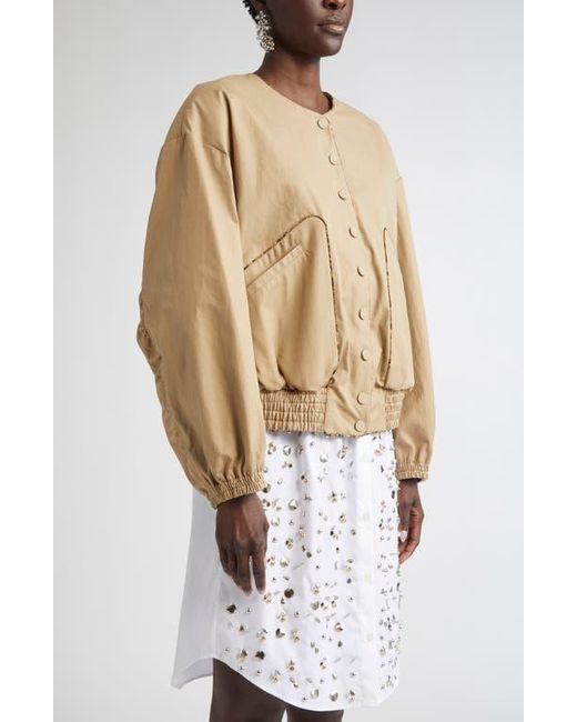 Dries Van Noten Natural Contrast Trim Cotton Blouson Jacket