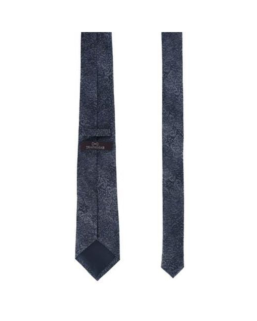 Trafalgar Blue Esteban Scrolling Vines Tone On Tone Patterned Silk Necktie for men