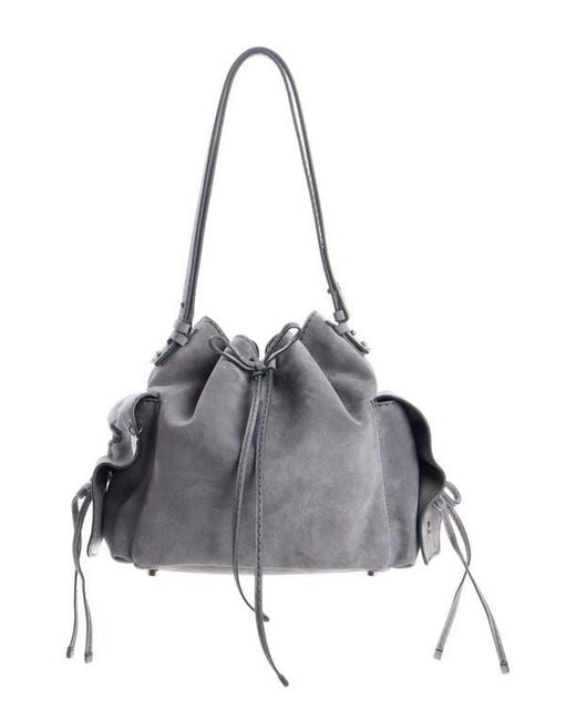 Acne Gray Multipocket Suede Bucket Bag