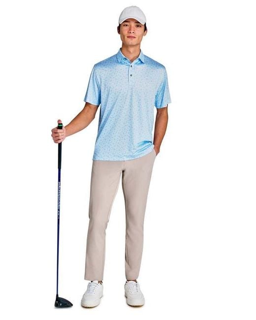 Con.struct Blue Regular Fit Scattered Golf Ball & Cactus Recycled Performance Golf Polo for men