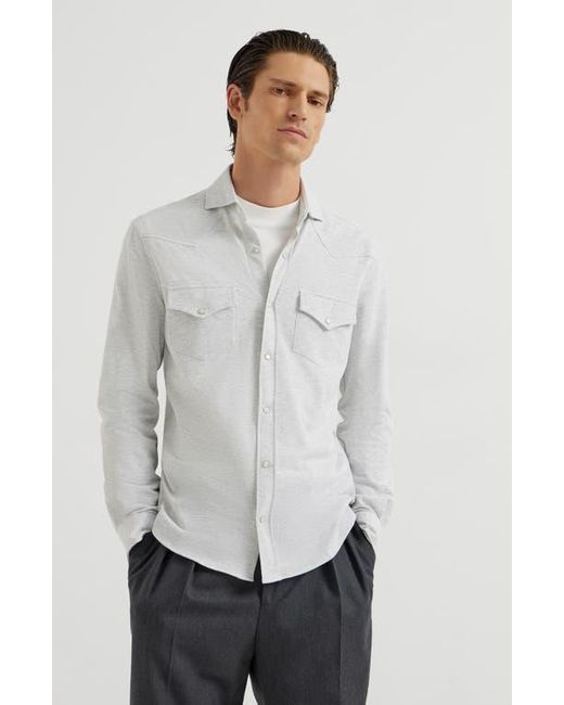 Brunello Cucinelli White Piqué Shirt for men