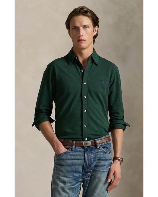 Polo Ralph Lauren Green Featherweight Stretch Cotton Piqué Button-Down Shirt for men