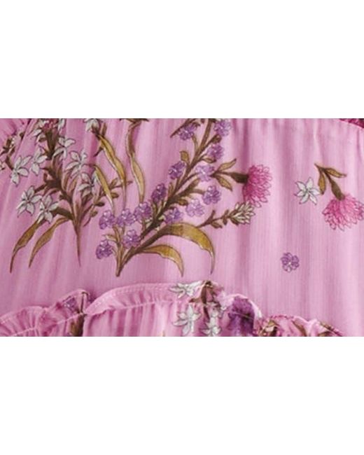 Steve Madden Pink Sol Floral Print Long Sleeve High-low Dress