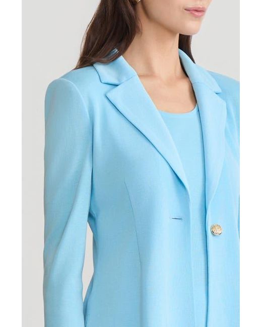 Ming Wang Blue Tailored Single-Button Knit Jacket