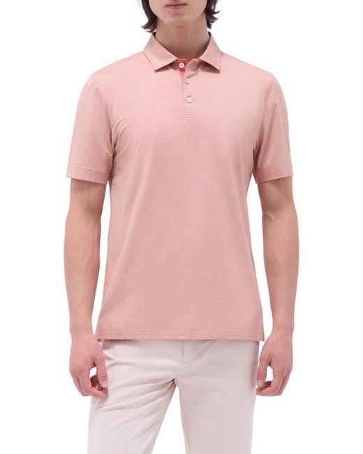 Bugatchi Pink Vincent Ooohcotton Double Knit Solid Polo for men