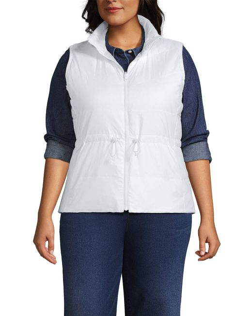 Lands' End White Plus Size Wanderweight Reversible Packable Down Vest