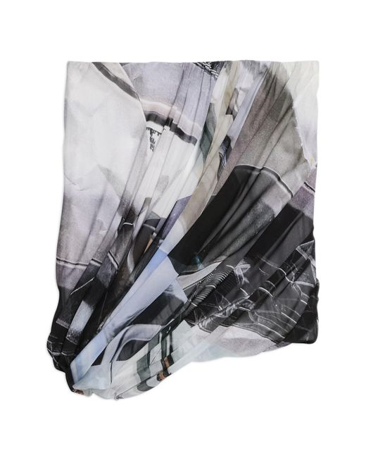Helmut Lang Black Print Bubble Silk Miniskirt