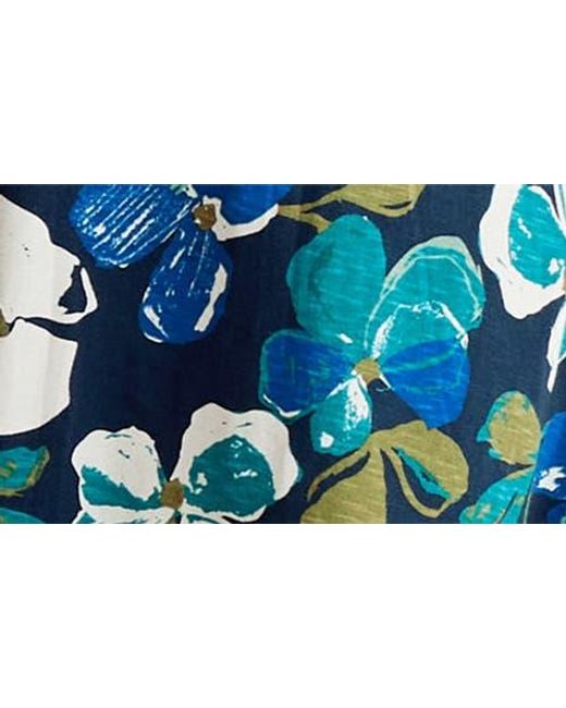 Seasalt Cornwall Blue Chateaux Floral Print Organic Cotton Midi Dress