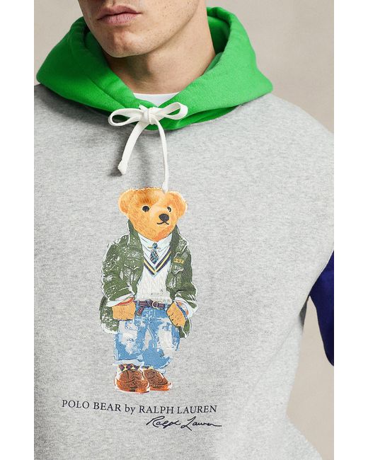 Polo Ralph Lauren Gray Polo Bear Colorblock Hoodie for men