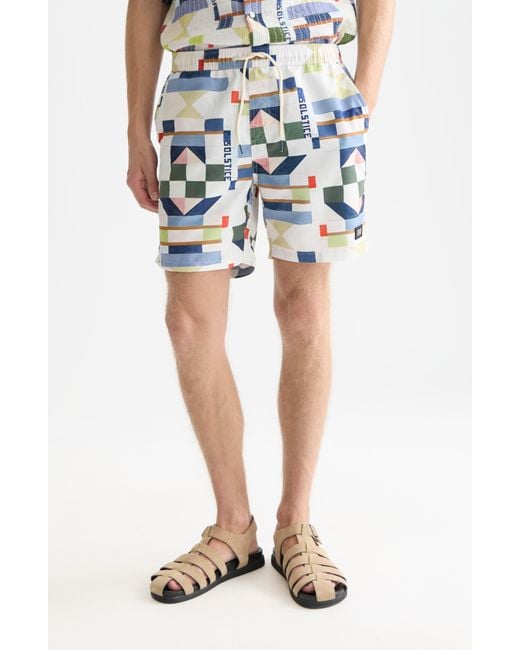 Scotch & Soda Blue Patchwork Print Swim Trunks for men